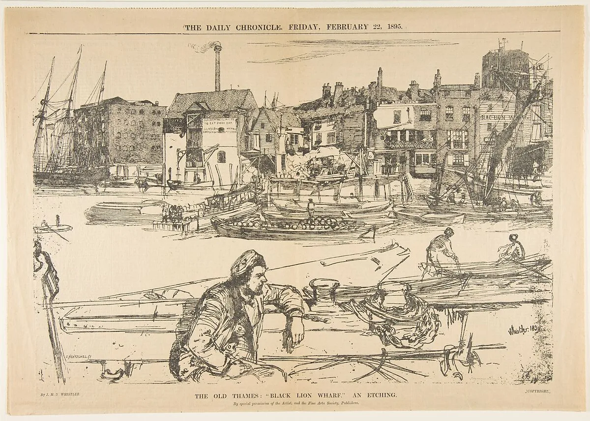 The Old Thames: "Black Lion Wharf," an Etching — James McNeill Whistler|Carl Hentschel