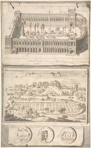 Reconstruction of the Circus Maximus (above) and a View of the Site (below)