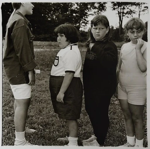 Girls standing in a line at Camp Lakecrest, Dutchess County, N.Y. 