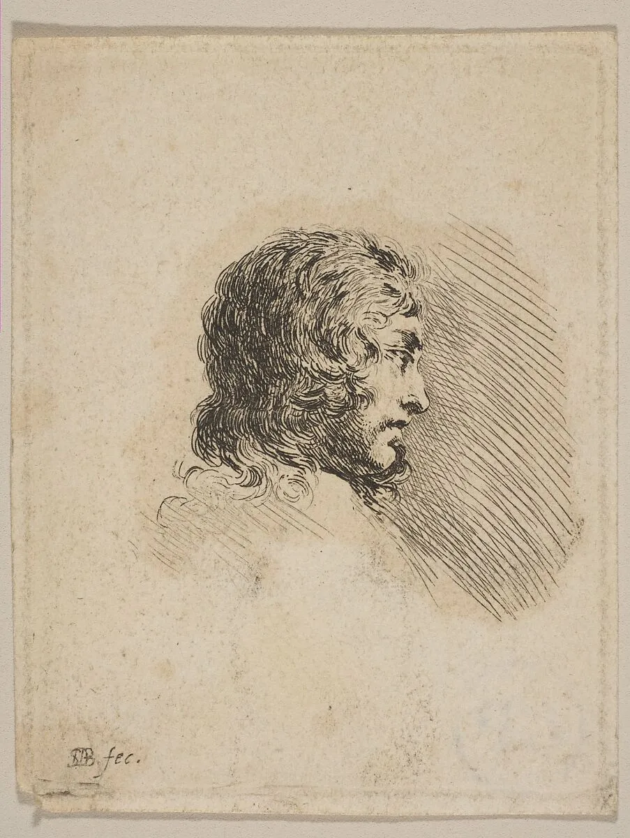 Head of a young man in profile, from "Various portraits" (Recueil de Diverses Piéces Servant à l'Art de Portraiture) — Stefano della Bella|François Langlois