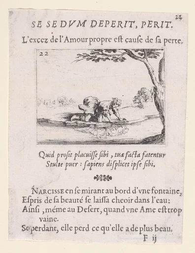 Narcisse se Mirant dans l'Eau (Narcissus Looking at Himself in the Water), from Lux Claustri ou La Lumière du Cloitre (The Light of the Cloisters), plate 22