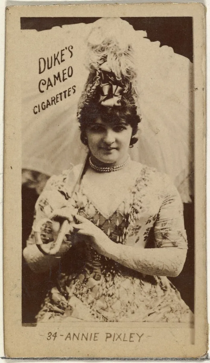 Card Number 34, Annie Pixley, from the Actors and Actresses series (N145-4) issued by Duke Sons & Co. to promote Cameo Cigarettes — W. Duke, Sons & Co.