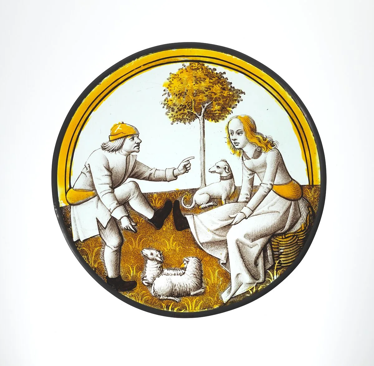 Roundel with Playing at Quintain — Unknown