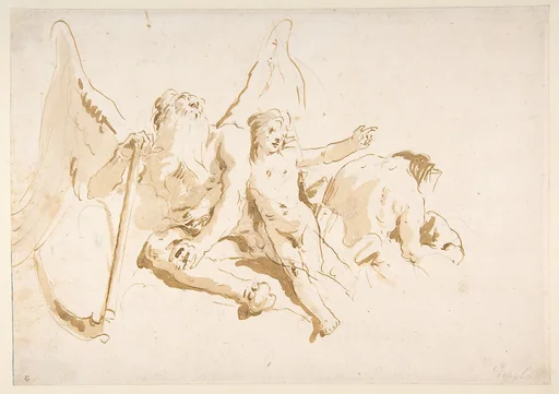 Time Seated, with Two Attendant Figures
