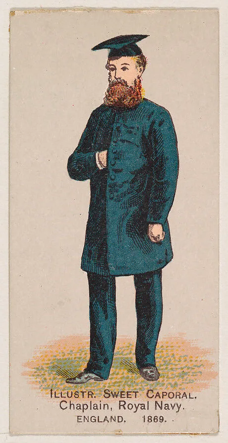 Chaplain, Royal Navy, England, 1869, from the Military Series (N224) issued by Kinney Tobacco Company to promote Sweet Caporal Cigarettes — Kinney Brothers Tobacco Company