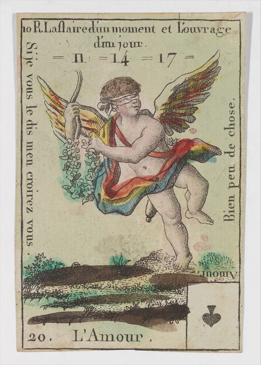 L'Amour, from the playing cards (for quartets) "Costumes des Peuples Étrangers" — Anonymous, French, 18th century