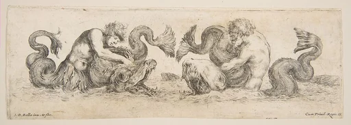 Frieze with Tritons and Dolphins, plate 13 from "Decorative friezes and foliage" (Ornamenti di fregi e fogliami)