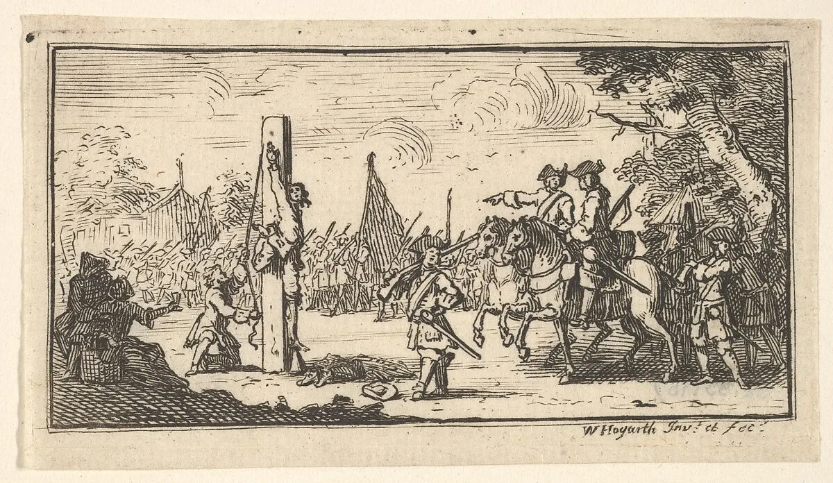 Hanging by the Thumbs (Modern Military Punishments) — John Beaver|William Hogarth
