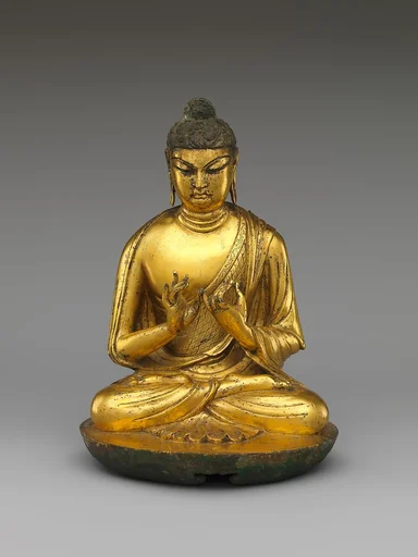 唐 鎏金青銅毗盧遮那佛坐像|Seated Buddha Vairocana