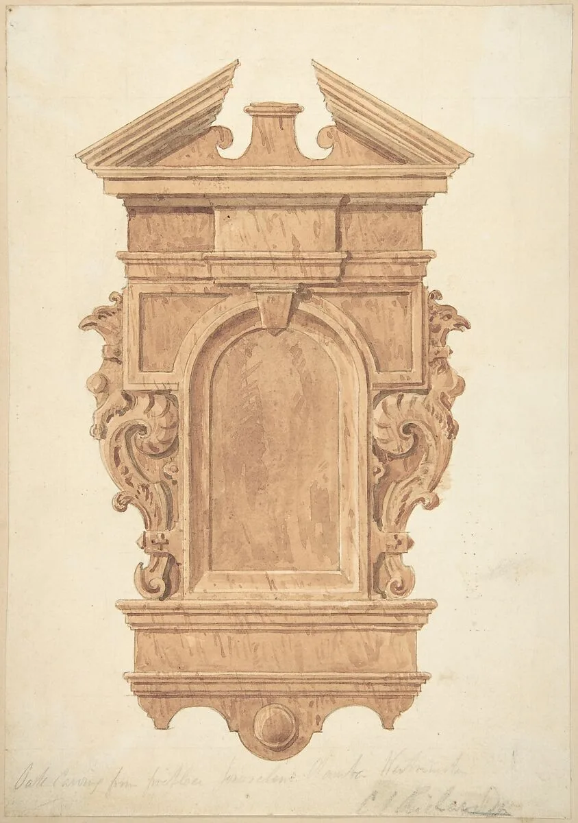 Design for Oak Carving, from the Fireplace, Jerusalem Chamber, Westminster — Charles James Richardson