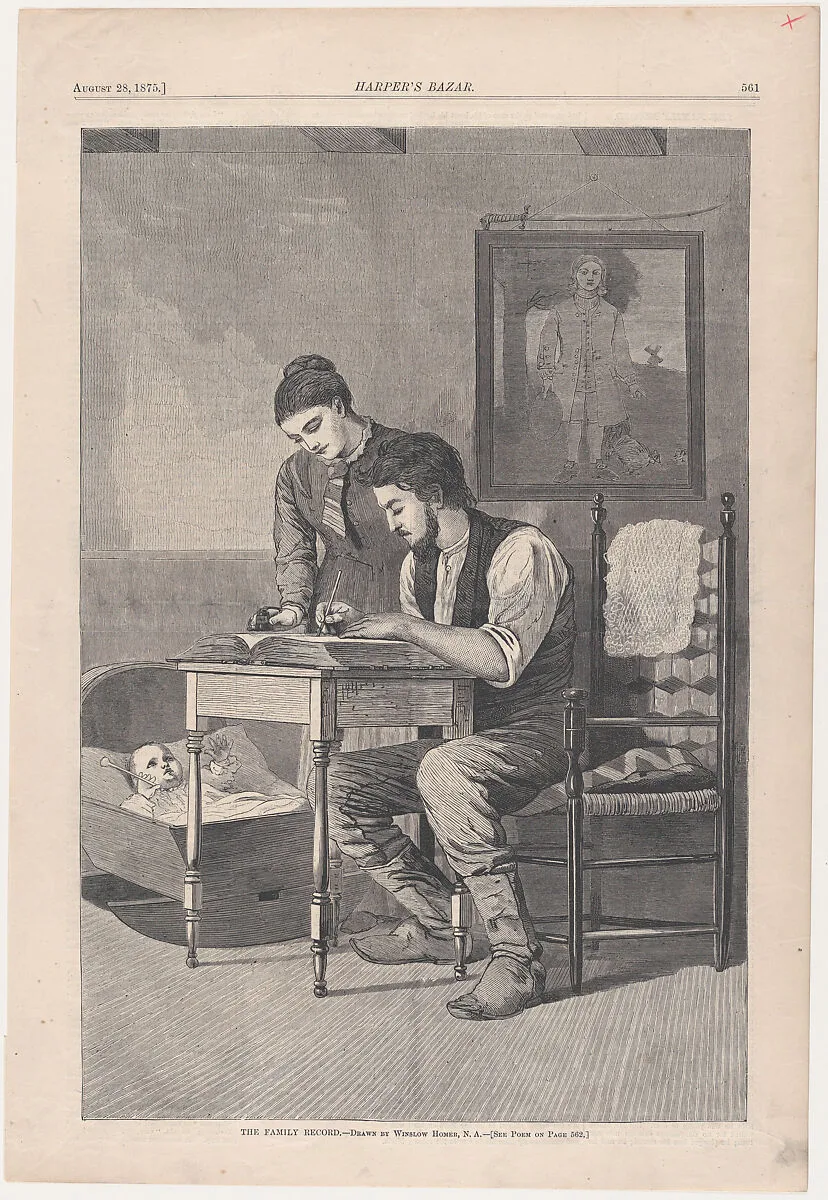 The Family Record (from "Harper's Bazar," Vol. VIII) — Winslow Homer|Harper & Brothers