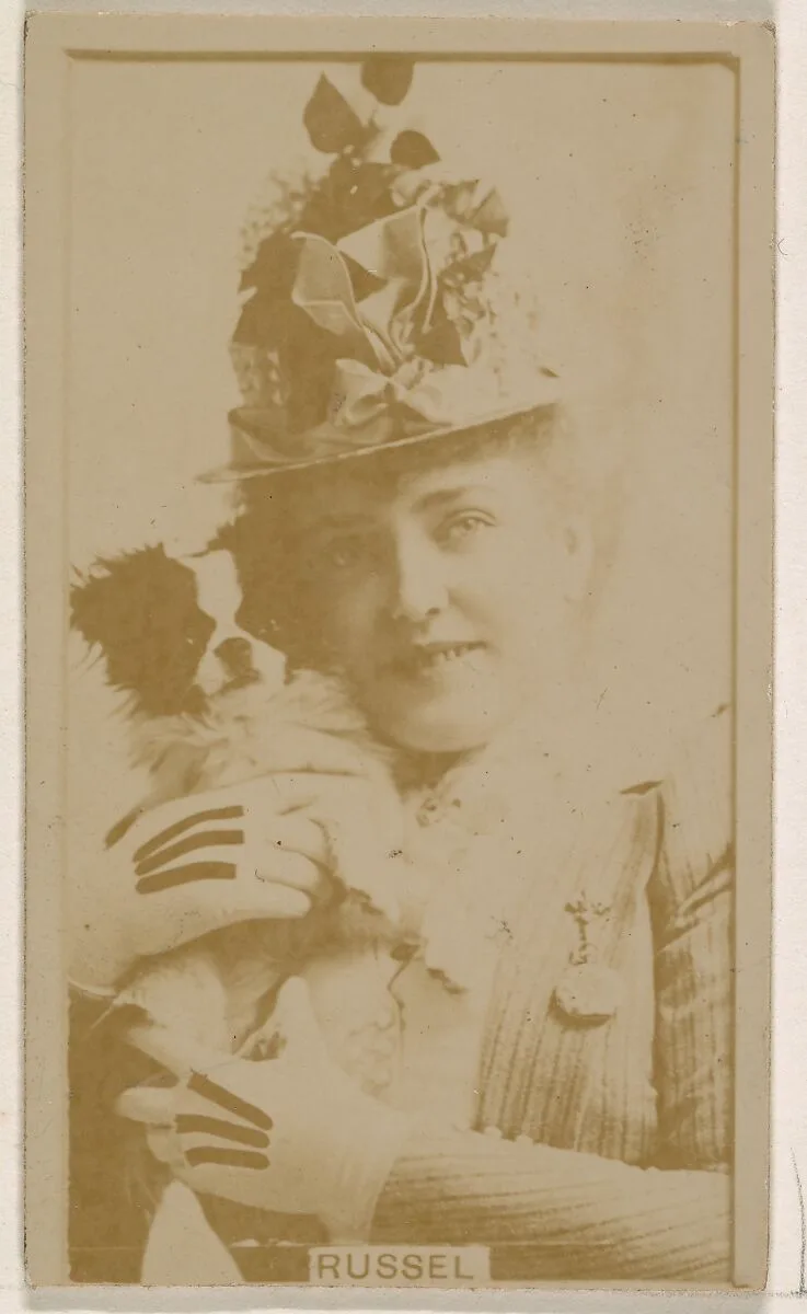 Miss Russel, from the Actresses series (N245) issued by Kinney Brothers to promote Sweet Caporal Cigarettes — Kinney Brothers Tobacco Company