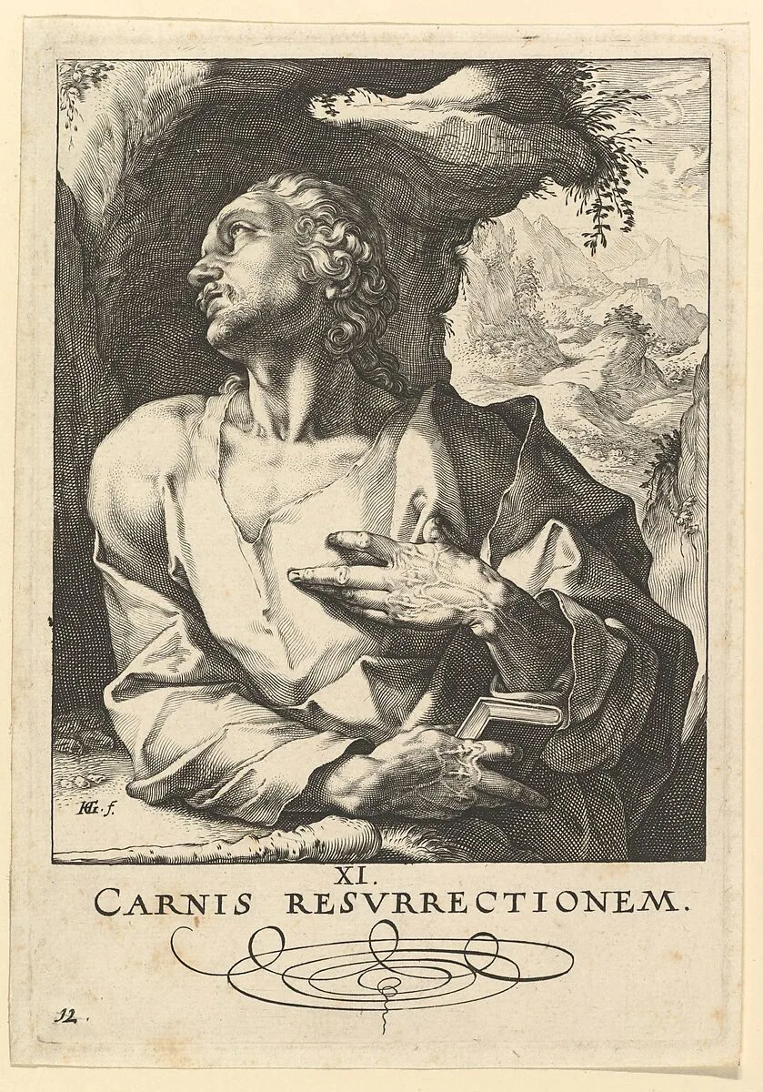 St. Jude Thaddaeus, from Christ, the Apostles and St. Paul with the Creed — Hendrick Goltzius
