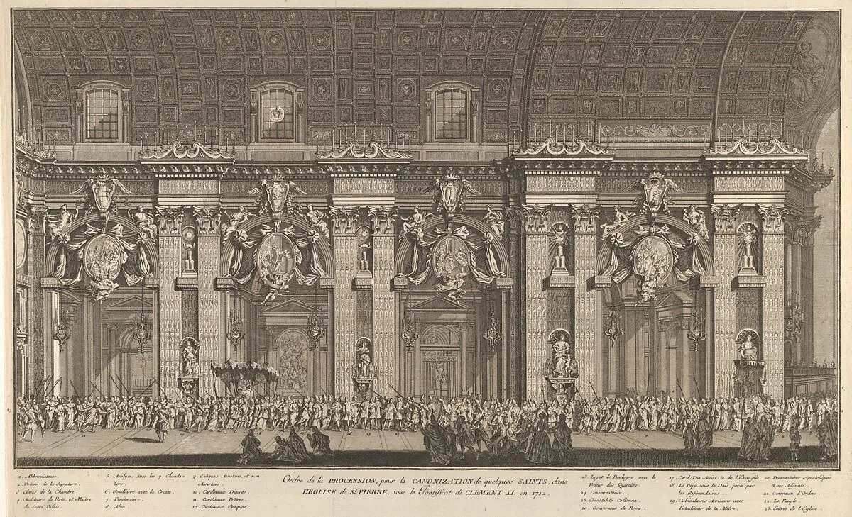 Procession held in Saint Peter's Basilica in honor of the Canonization of several Saints — Anonymous, French, 18th century