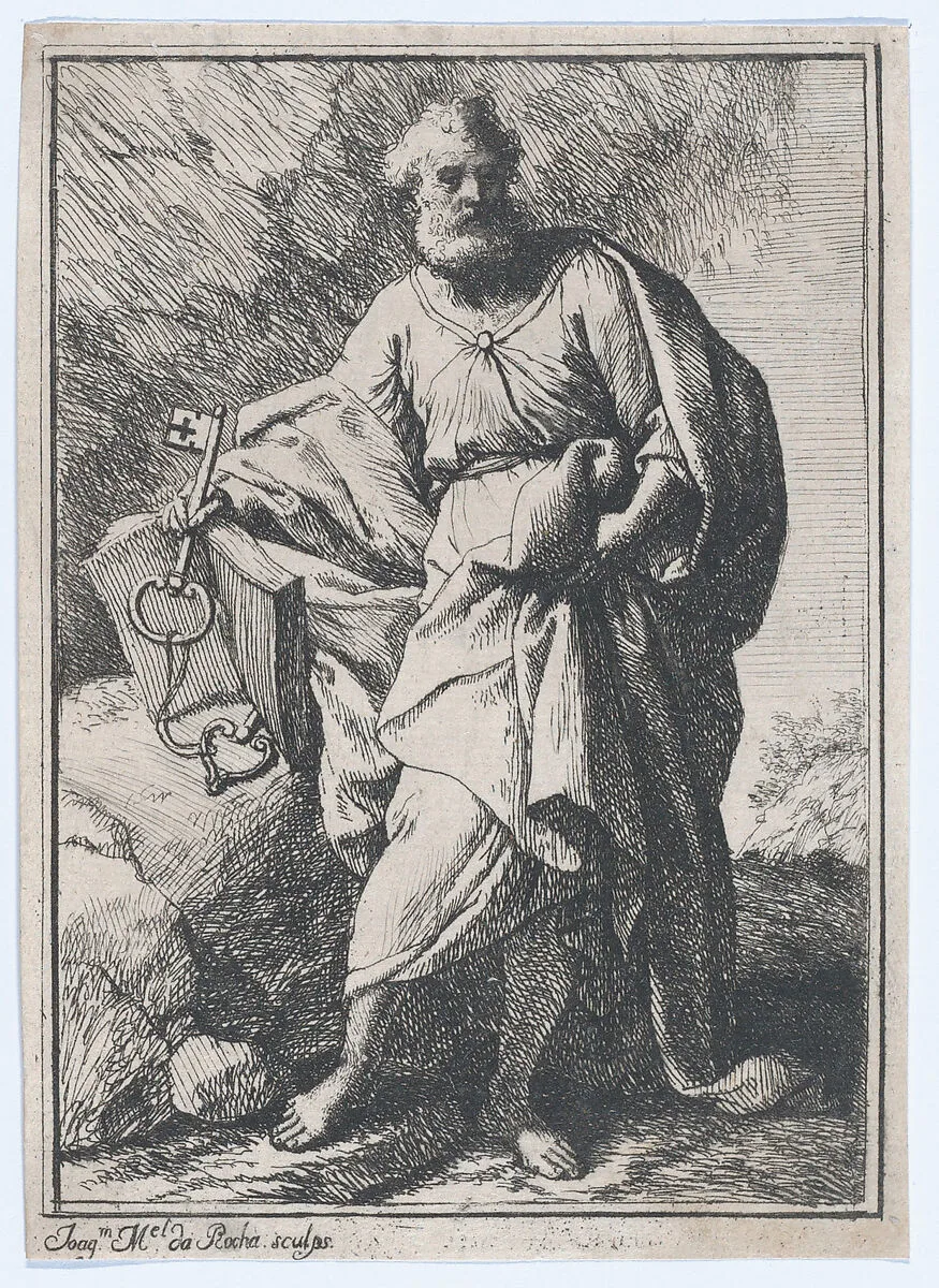 Saint Peter holding keys and an open book, facing left — Joachim Leonardo da Rocha