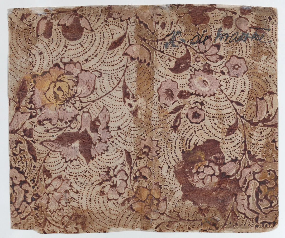 Book cover with overall floral and dot pattern — Anonymous