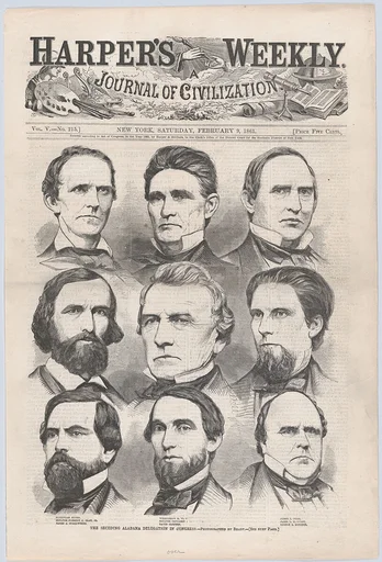The Seceding Alabama Delegation in Congress (from "Harper's Weekly," Vol. 5, no. 215, cover)