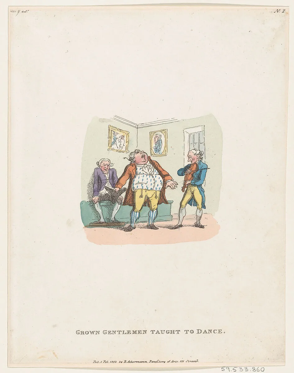Grown Gentlemen Taught to Dance — Thomas Rowlandson|Henry William Bunbury|Rudolph Ackermann, London
