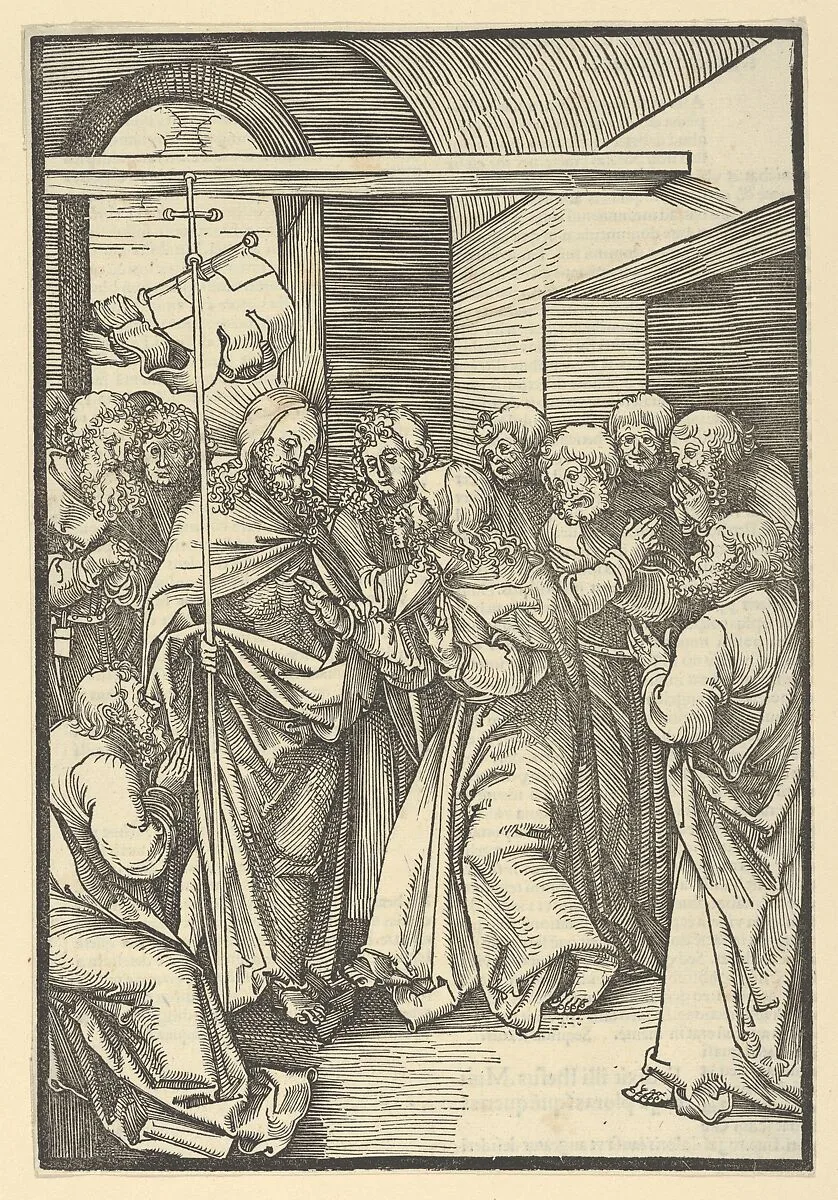 The Incredulity of Thomas, from Speculum passionis domini nostri Ihesu Christi — Hans Schäufelein|Ulrich Pinder|Friedrich Peypus