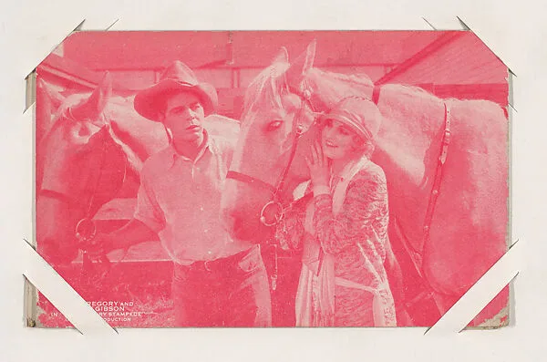 Ena Gregory and Hoot Gibson in "The Calgary Stampede" from Western Stars or Scenes Exhibit Cards series (W412) — Unknown