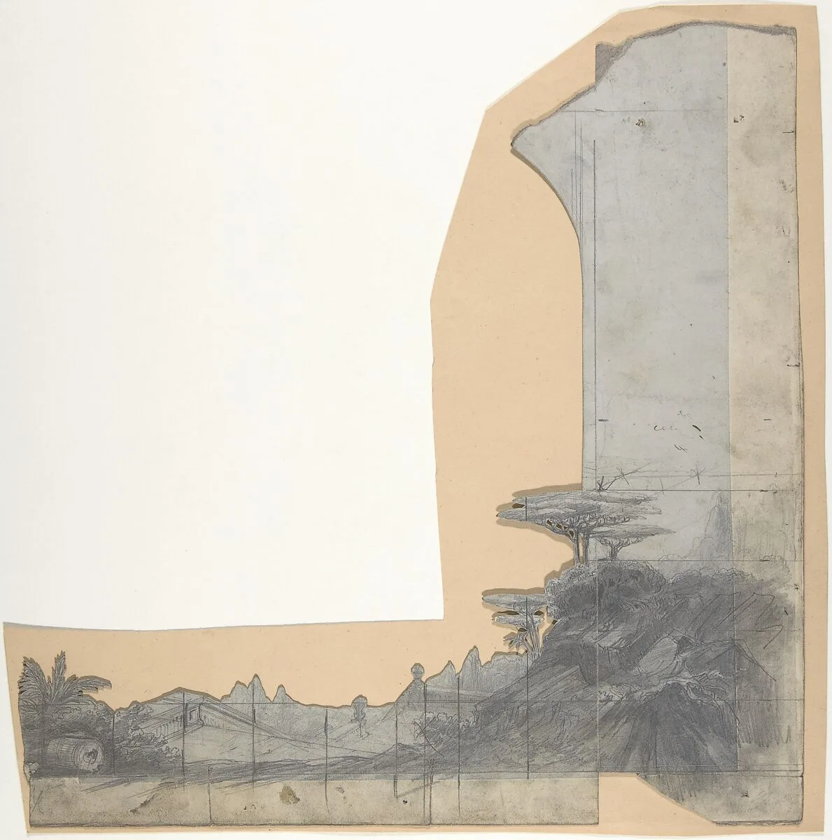 Design for a Stage Set at the Opéra, Paris — Eugène Cicéri