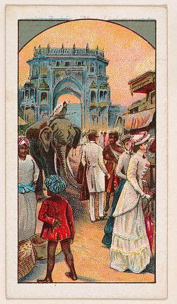 Streets Scene in Lueknow, bakery card from the Around the World Series (D92), issued by White Star Bakery — White Star Bakery