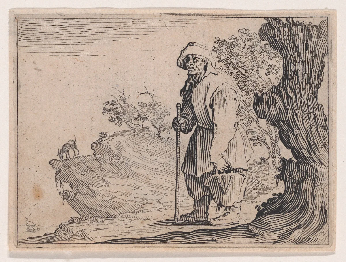 Le Paysan Portant son Sac (The Peasant Carrying his Sack), from Les Caprices Series B, The Nancy Set — Jacques Callot|Lorenzo de' Medici
