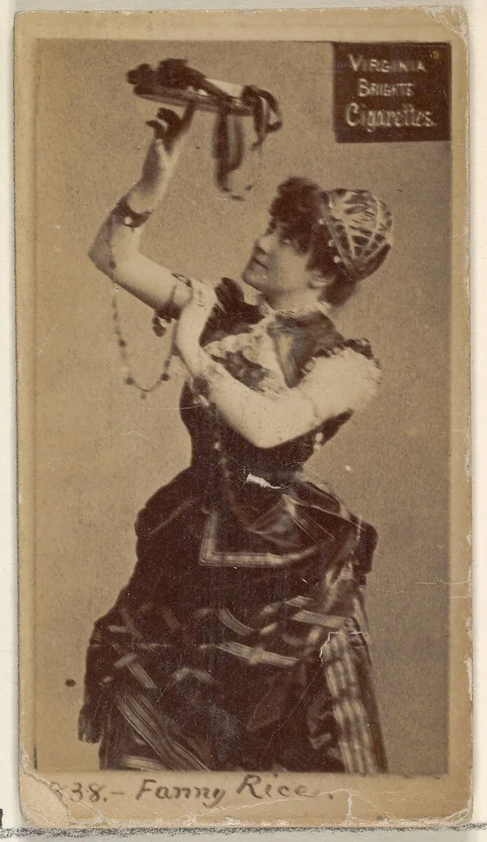 Card 838, Fanny Rice, from the Actors and Actresses series (N45, Type 2) for Virginia Brights Cigarettes — Allen & Ginter