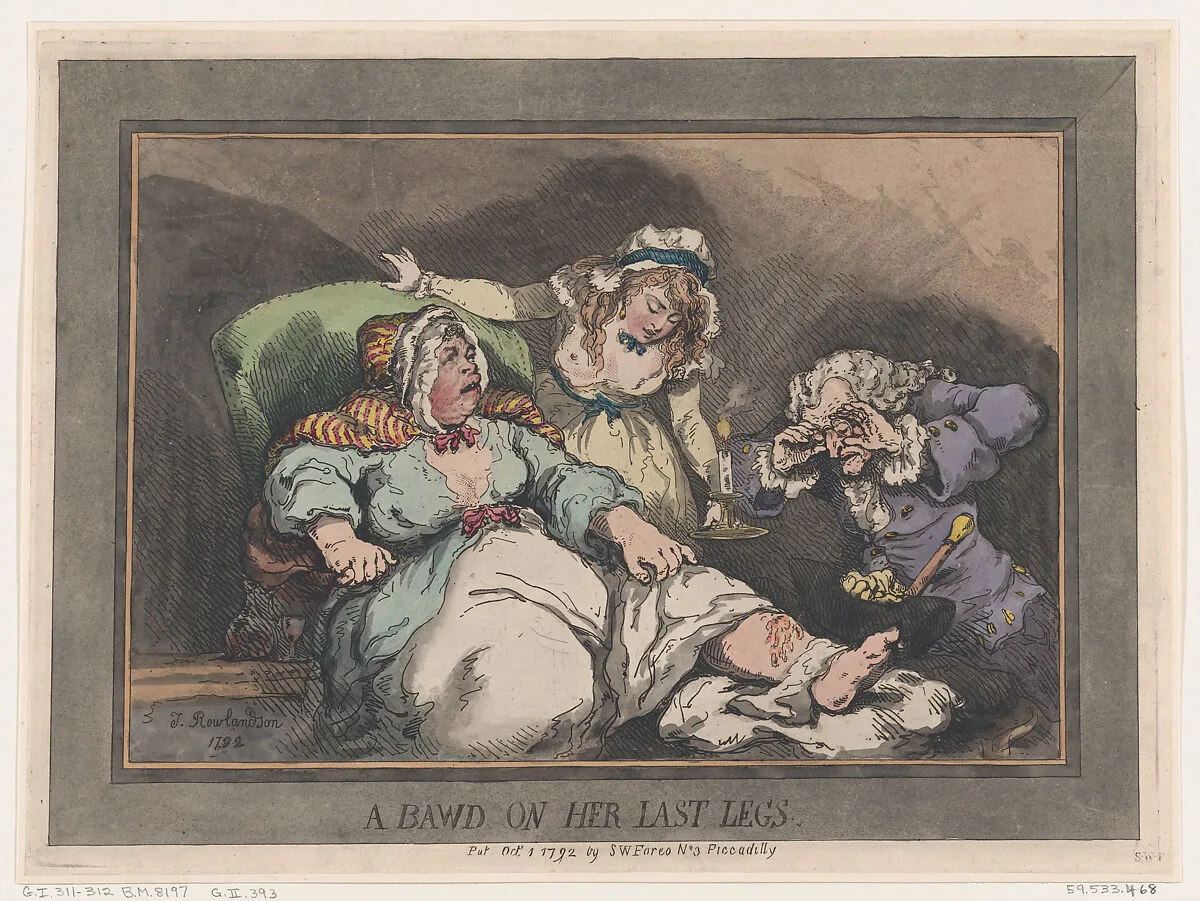 A Bawd on her Last Legs — S. W. Fores|Thomas Rowlandson