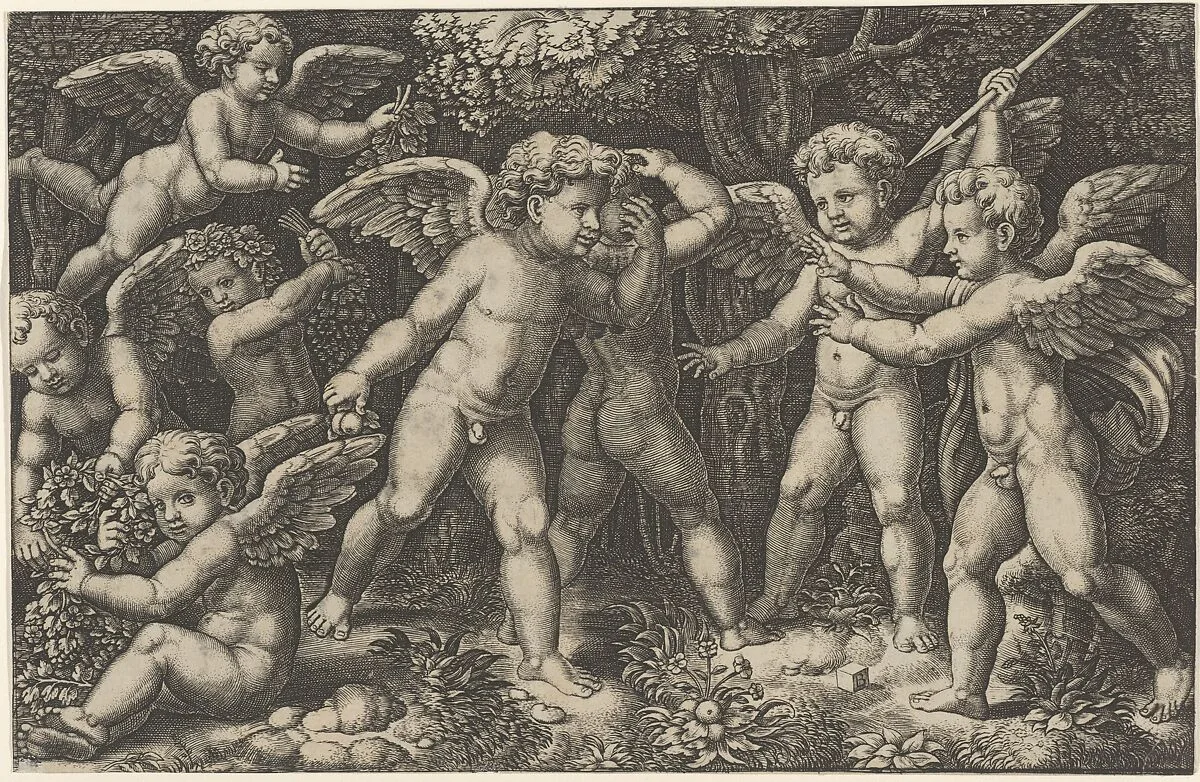 Eight putti playing — Master of the Die|Raphael (Raffaello Sanzio or Santi)