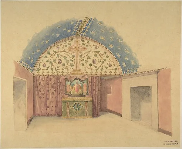 Interior of a Chapel with Altar — John Gregory Crace|John Dibblee Crace