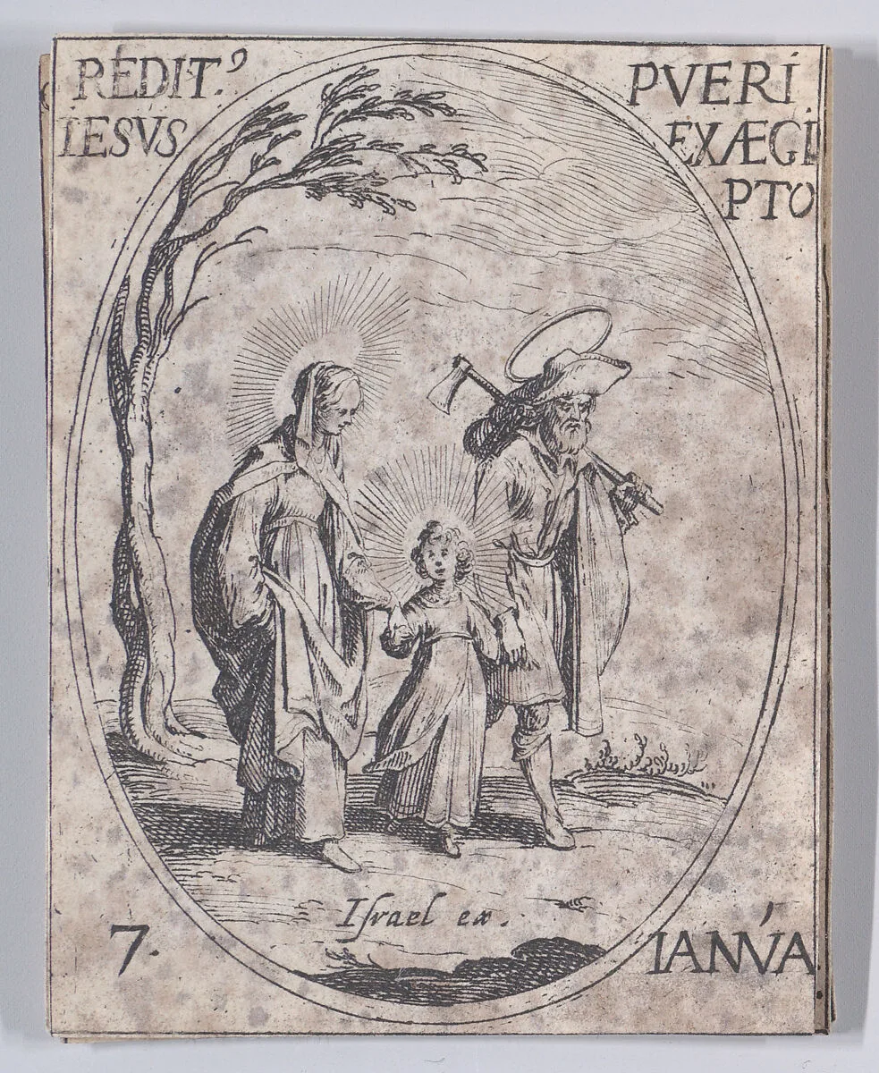 Le Retour d'Egypte (The Return from Egypt), January 7th, from "Les Images De Tous Les Saincts et Saintes de L'Année" (Images of All of the Saints and Feast Days of the Year) — Jacques Callot|Israël Henriet