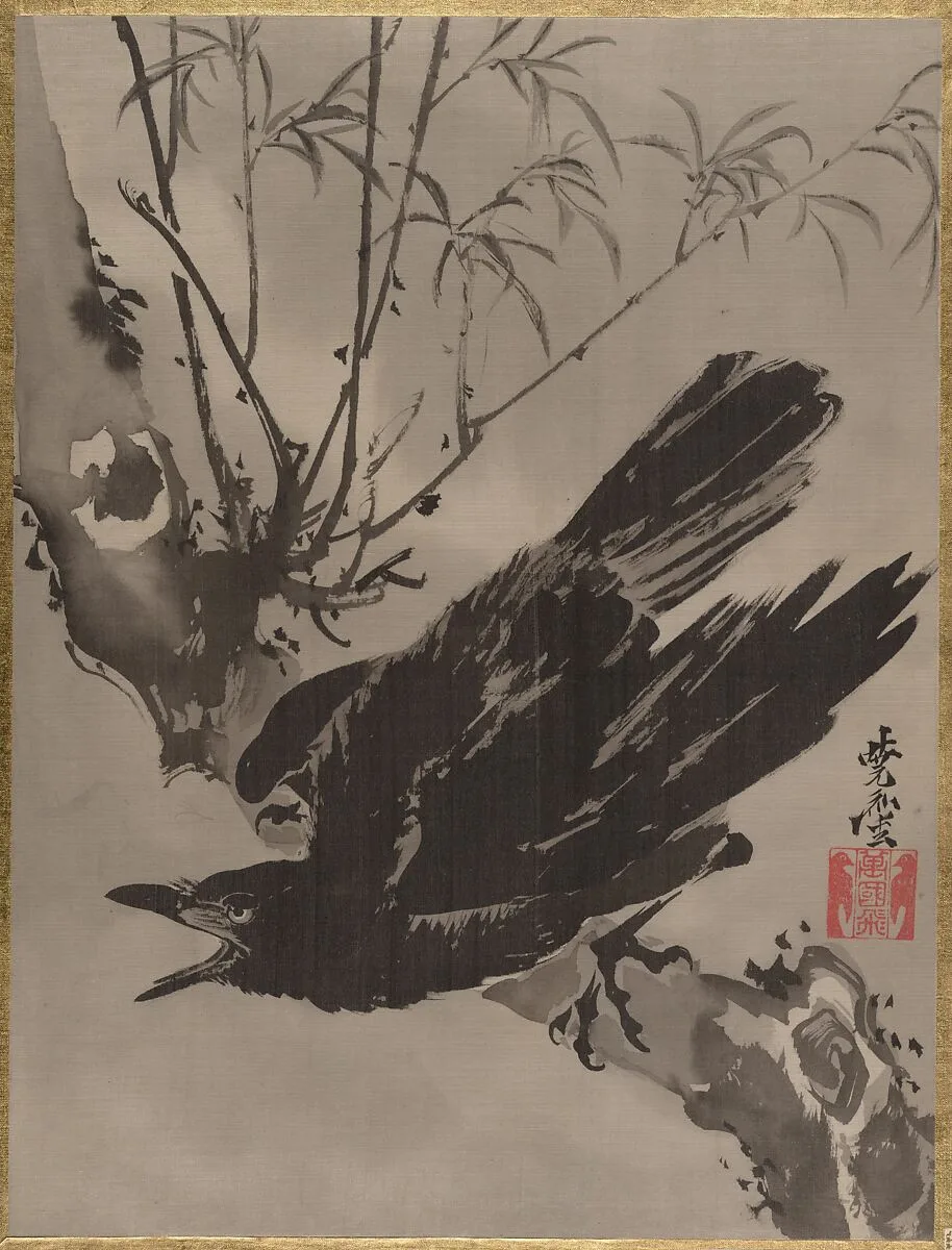 木に鴉図|Crow on a Branch — Kawanabe Kyōsai 河鍋暁斎