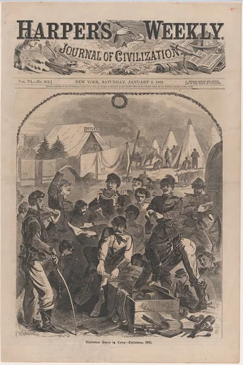 Christmas Boxes in Camp – Christmas, 1861 (from "Harper's Weekly," Vol. VI)