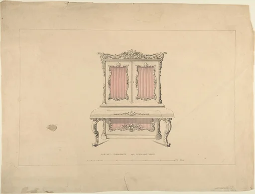 Design for Cabinet Pianoforte, Louis Quatorze Style