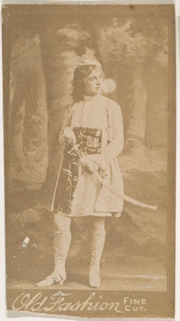 Actress wearing costume with sword, from the Actresses series (N664) promoting Old Fashion Fine Cut Tobacco — Unknown