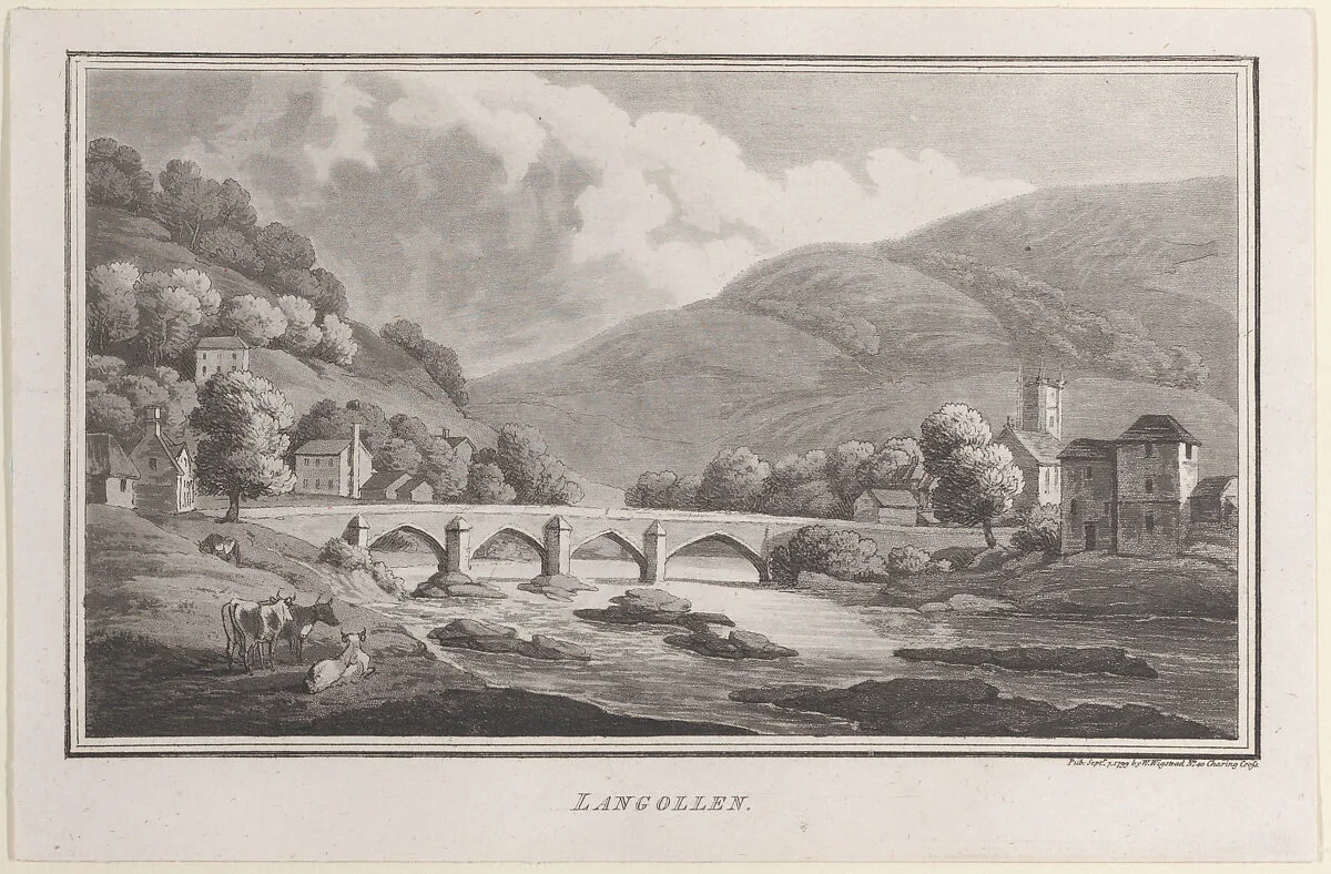 Langollen, from "Remarks on a Tour to North and South Wales, in the year 1797" — Henry Wigstead|John Hill|Thomas Rowlandson|W. Wigstead