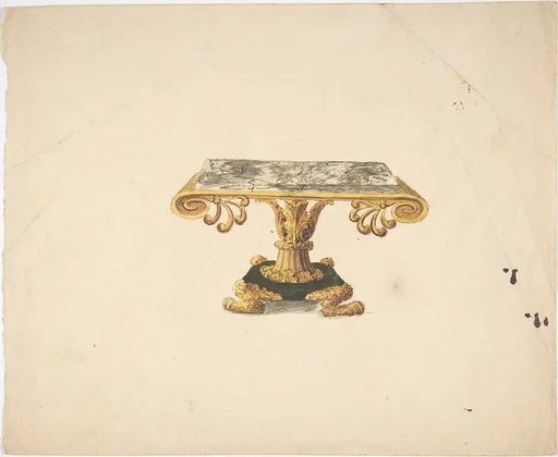 Design for a Marble Topped Table with Gilded Pedestal and Lion's Feet