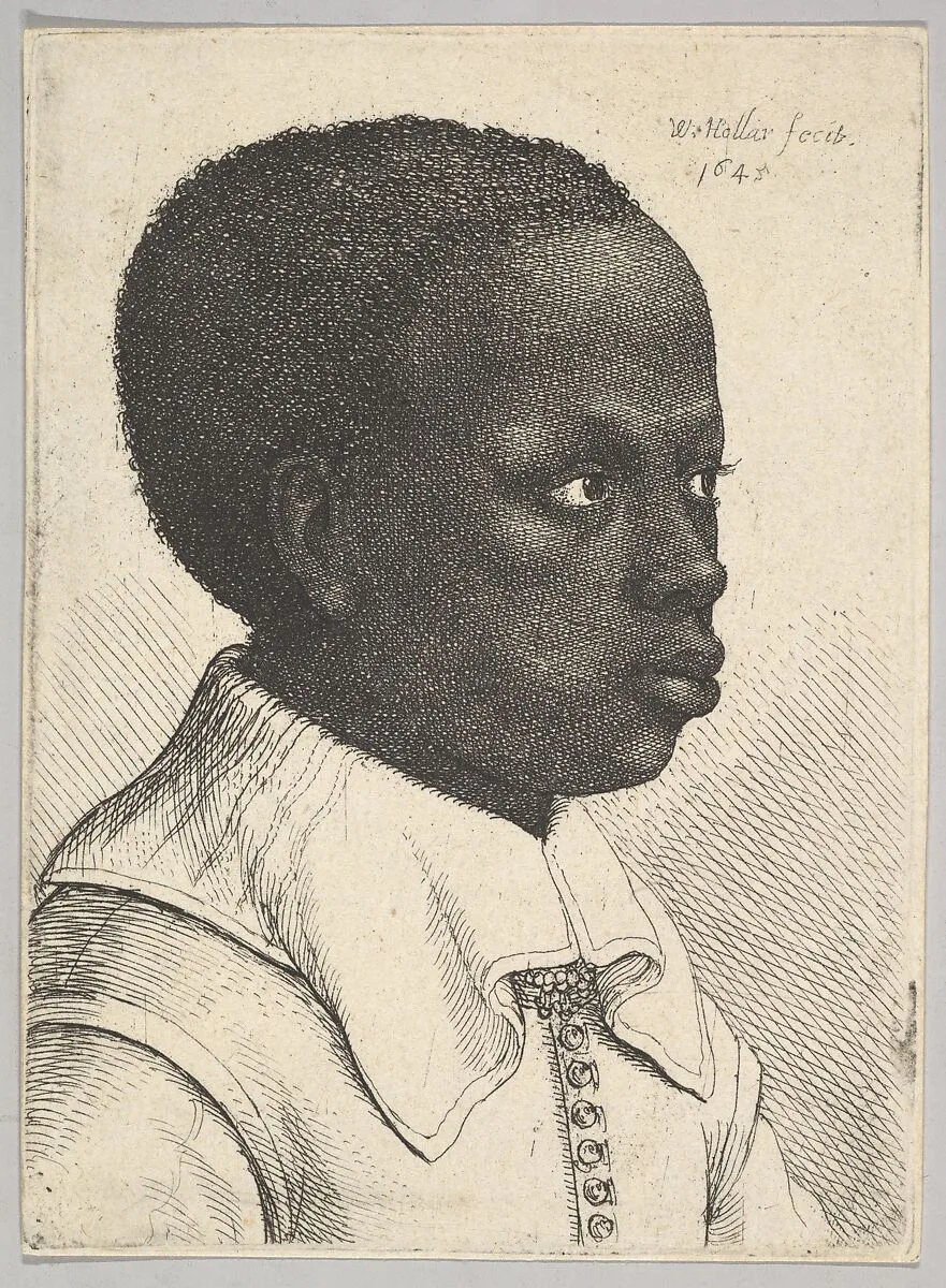 Head of a Young Black Boy in Profile to the Right — Wenceslaus Hollar