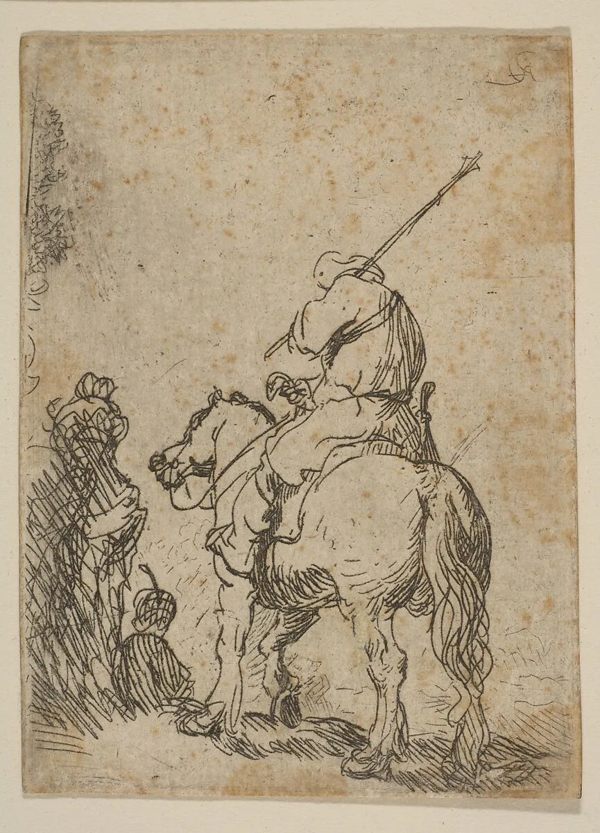 Turbaned Soldier on Horseback — Rembrandt (Rembrandt van Rijn)