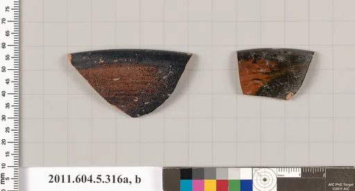 Terracotta rim fragments of a kylix (drinking cup)