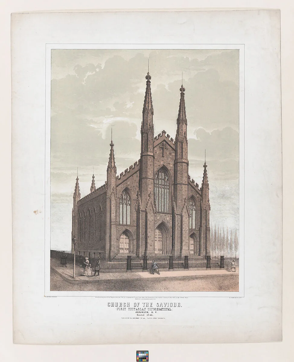 Church of the Saviour (First Unitarian Congregational), Brooklyn — Ezra Bisbee|G. & W. Endicott|A. Spooner & Co.|Minard Lafever