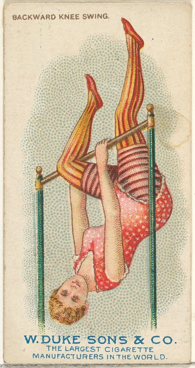Backward Knee Swing, from the Gymnastic Exercises series (N77) for Duke brand cigarettes — W. Duke, Sons & Co.