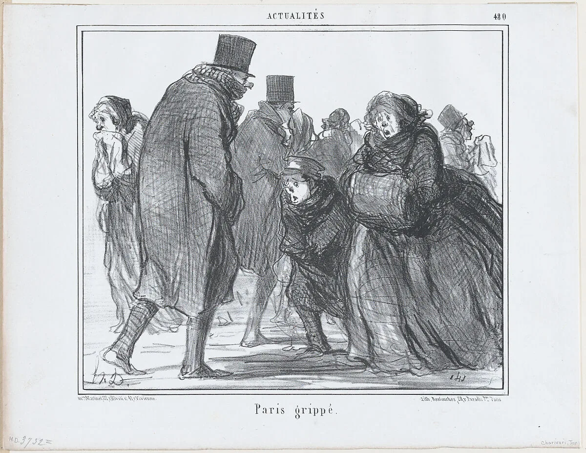 Paris Grippé, from Actualités, published in "Le Charivari" — Aaron Martinet|Honoré Daumier|Destouches