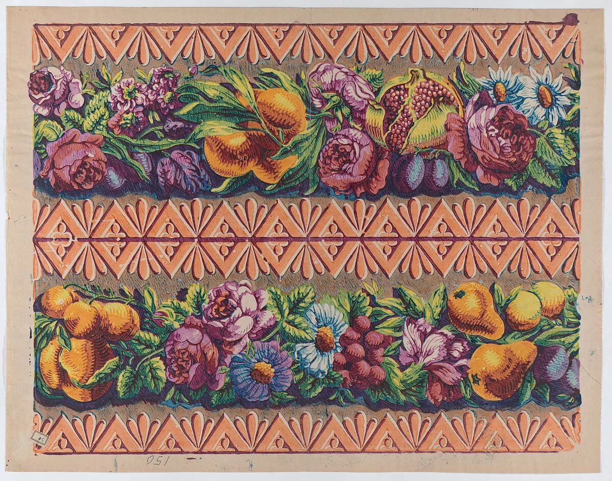 Sheet with a border with two garlands of fruit, leaves, and flowers — Remondini Family|Anonymous