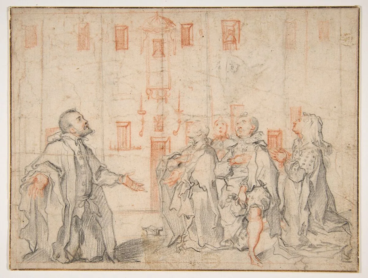 Family Group Kneeling Before a Street Shrine — Francesco Vanni|Ventura Salimbeni