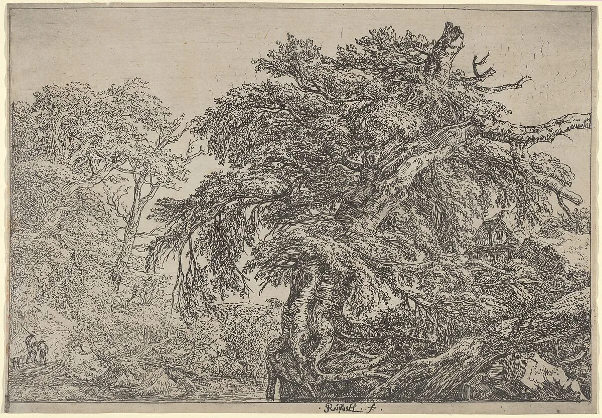 The Great Beech (Two Farmers with their Dog) — Jacob van Ruisdael