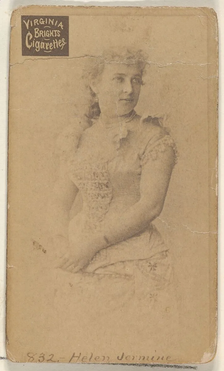 Card 832, Helen Jermine, from the Actors and Actresses series (N45, Type 2) for Virginia Brights Cigarettes — Allen & Ginter