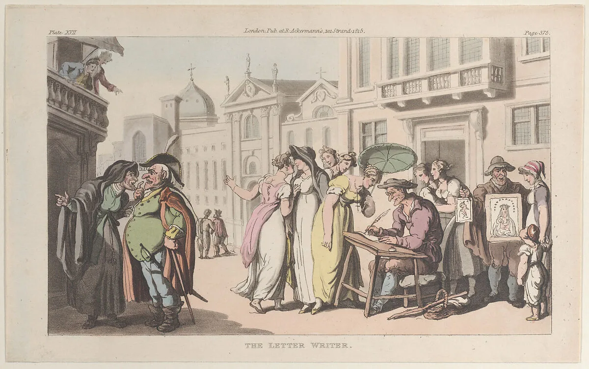 The Letter Writer — Rudolph Ackermann, London|Thomas Rowlandson|Lewis Engelbach