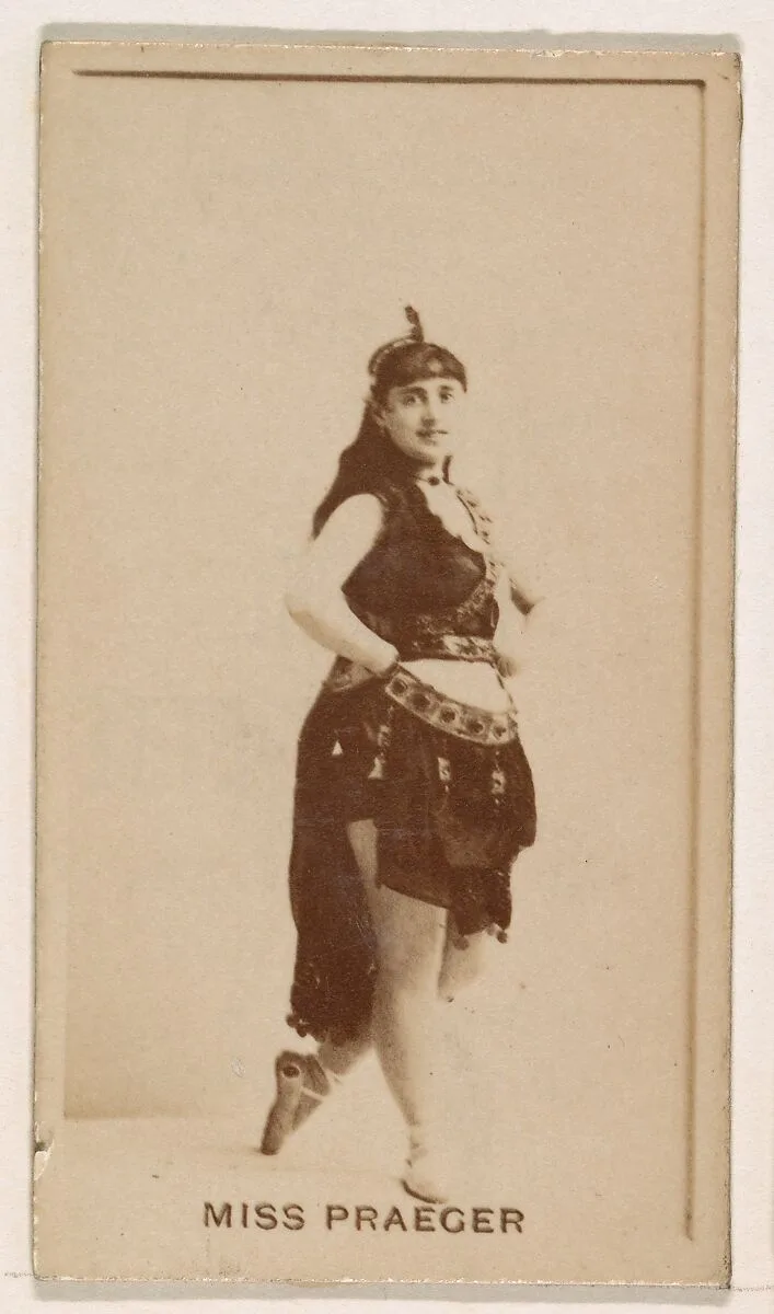 Miss Praeger, from the Actresses series (N245) issued by Kinney Brothers to promote Sweet Caporal Cigarettes — Kinney Brothers Tobacco Company